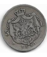Romania King CAROL I, (one) Large OLD  Silver 5 Lei Coin ... - $499.00